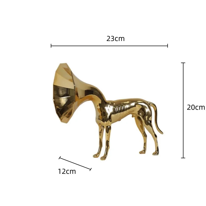 Afralia™ Abstract Golden Trumpet Dog Sculpture Home Decor Simulated Animal Figurine