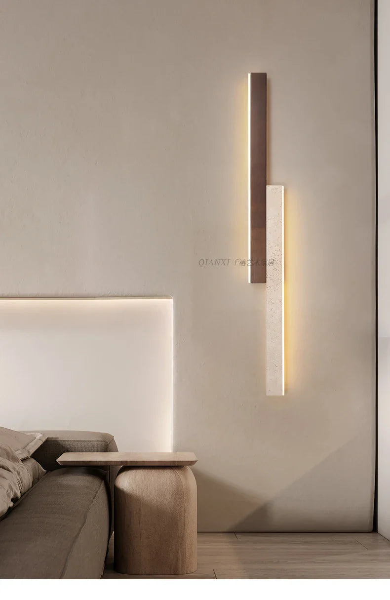 Afralia™ Simple Modern Walnut Strip Wall Lamp for Living Room Staircase