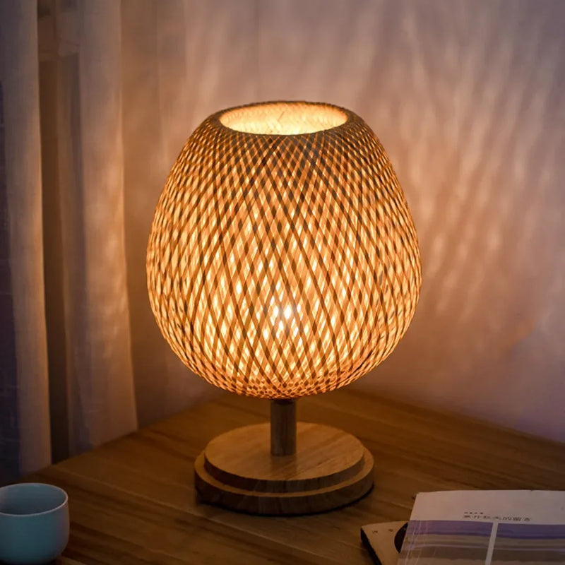 Afralia™ Bamboo Weave Table Lamp - Modern Bedside Light