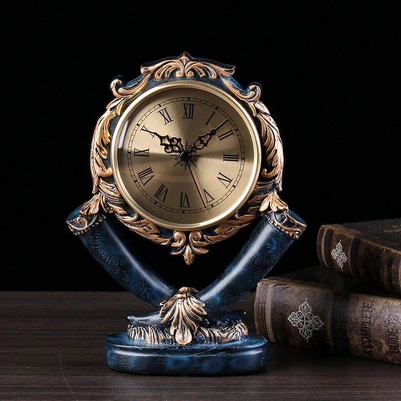 Afralia™ Retro Resin Table Clock - Classic Desk Timepiece for Home & Living Room