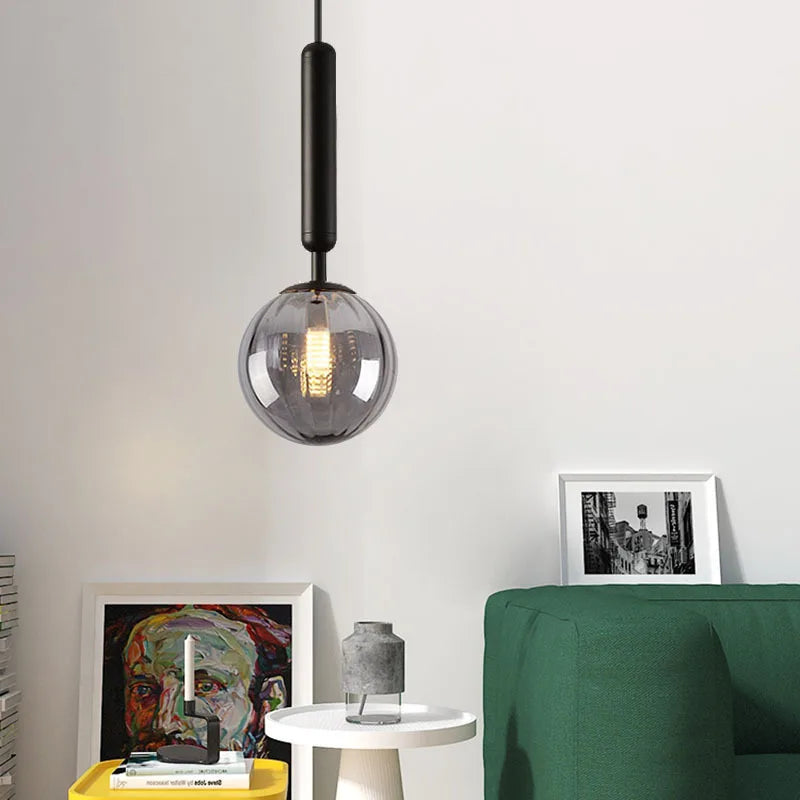 Glass Ball Pendant Light by Afralia™: Modern Kitchen Dining Room Hanging Lampshade for Stylish Lighting Décor