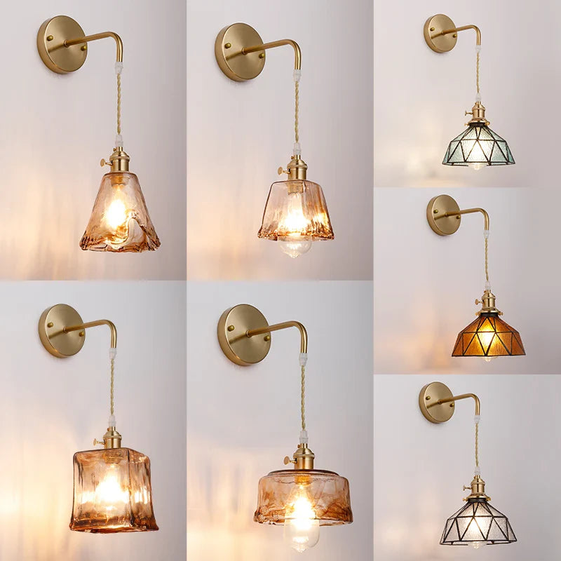 Afralia™ Copper Glass LED Wall Light for Modern Nordic Living Room Bedroom