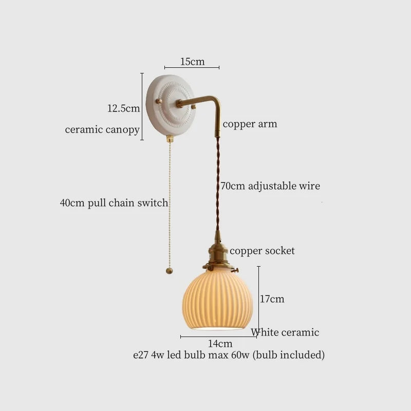Afralia™ Polka Dot Ceramic LED Wall Lamp Adjustable Wire Interior Wall Sconces