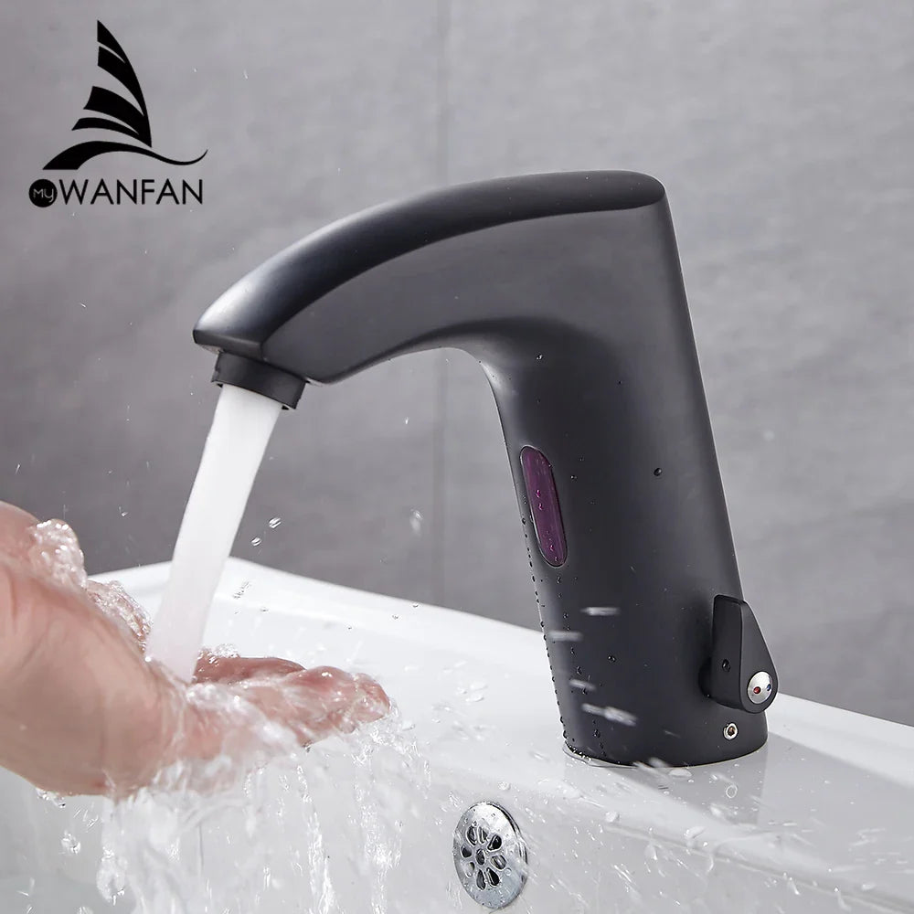 Afralia™ Touchless Sensor Faucet Electric Mixer Taps Hot Cold Water Basin Sink Kit
