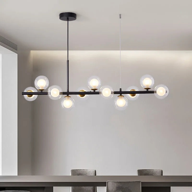 Afralia™ Glass Nordic Chandelier LED Ceiling Light for Modern Living Room and Dining Table