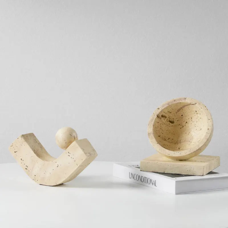 Afralia™ Marble Effect Geometric Candle Holder Home Decor Statue