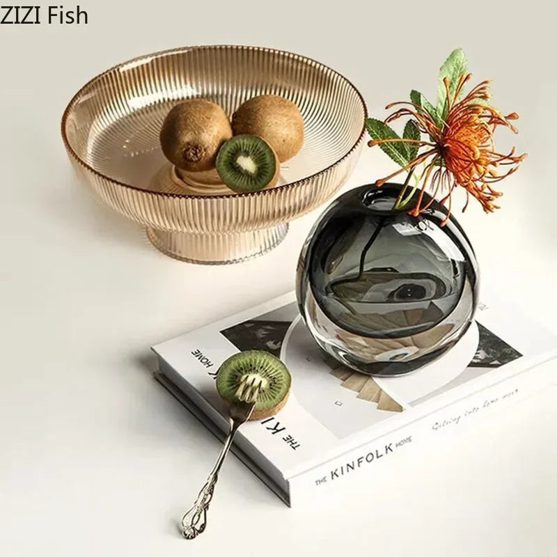 Afralia™ Elegant 2-Tone Glass Vase with Artificial Flowers for Modern Home Decor