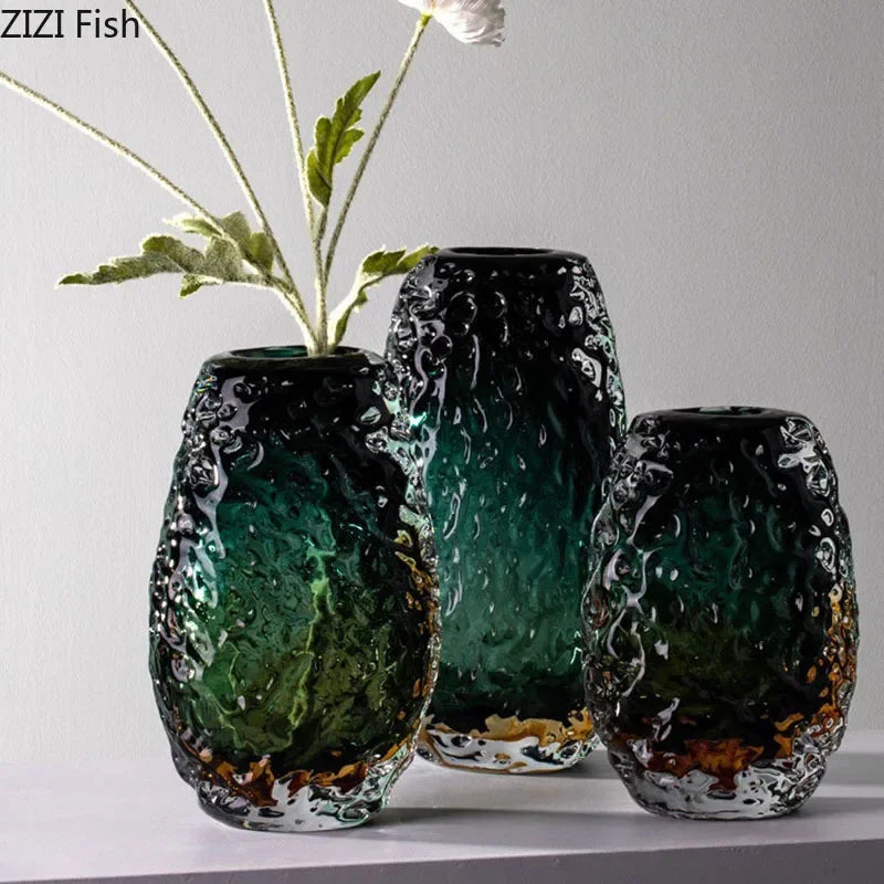 Afralia™ Deep Green Glass Vase: Elegant Hydroponics Floral Table Decoration