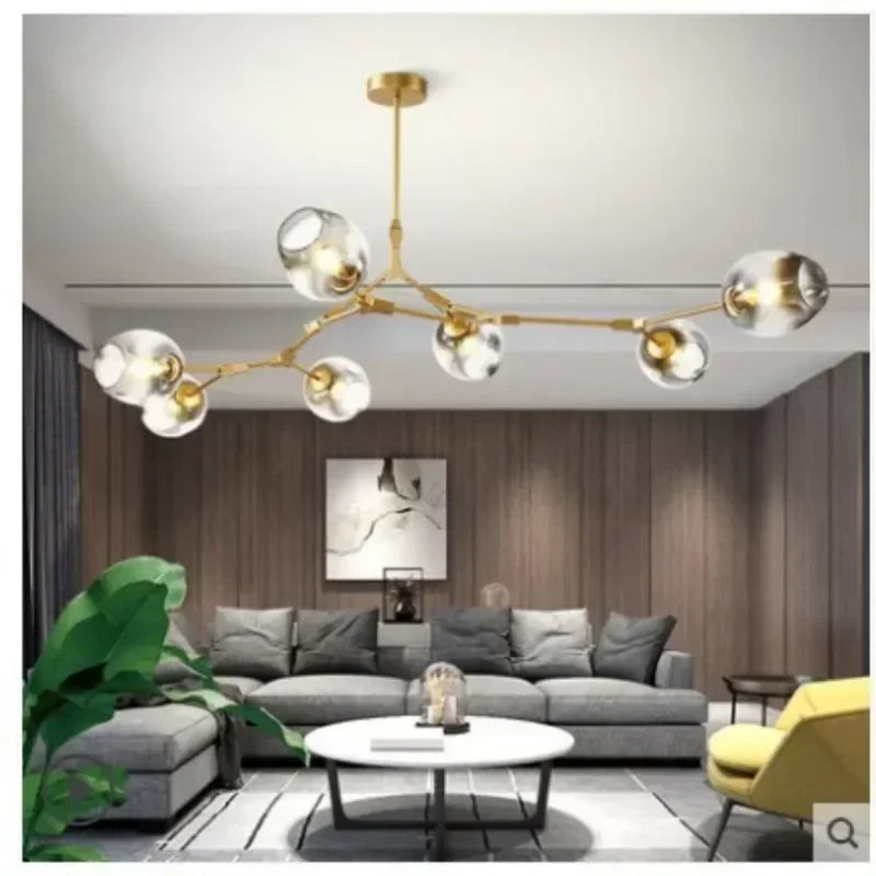 Afralia™ Glass LED Ceiling Chandelier for Kitchen Dining Living Room