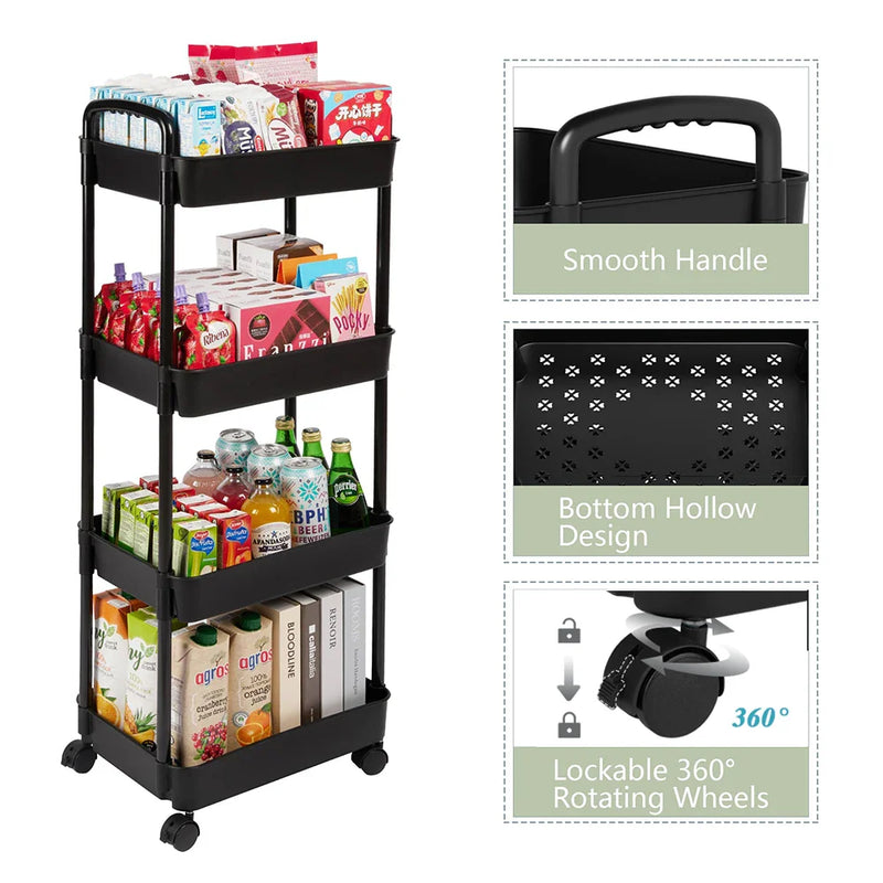 Afralia™ Slim Slide Storage Shelf with Wheels for Kitchen & Bathroom Orgnanization