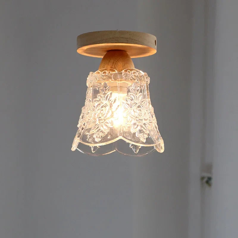 Afralia™ Crystal Wood LED Ceiling Lamp Clear Glass Modern Indoor Lighting