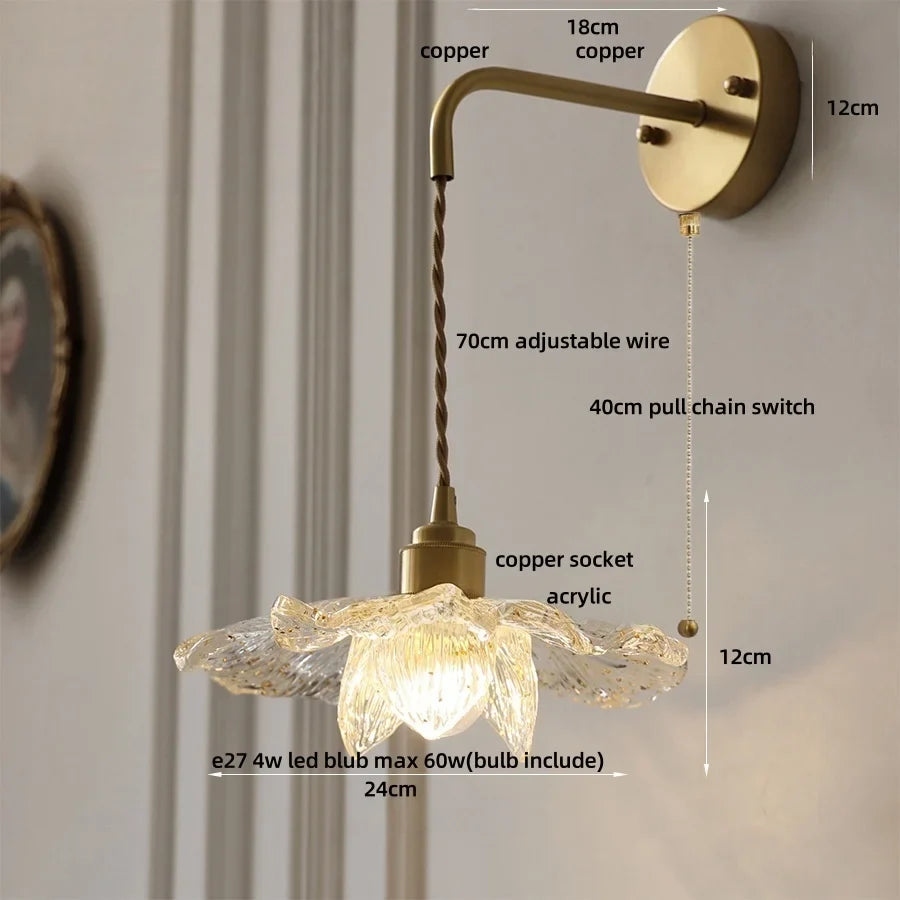 Afralia™ Copper Adjustable LED Wall Light with Pull Chain Switch