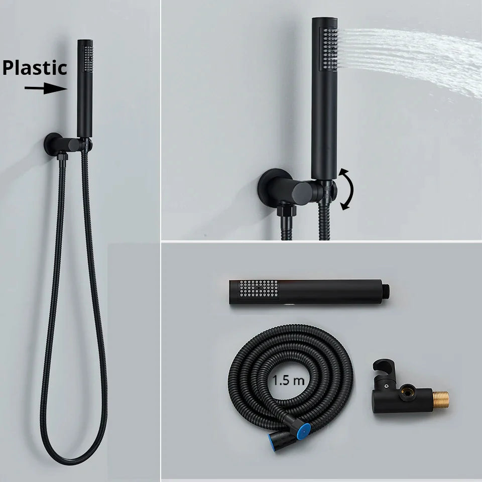 Afralia™ Rainfall Shower Faucet Set with Hand Sprayer - Wall Mount Bath Mixer