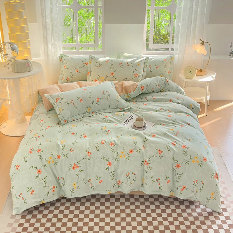 Afralia™ Luxury Cotton Printing Bedding Set - High Quality Cozy Double Quilt Cover Kit