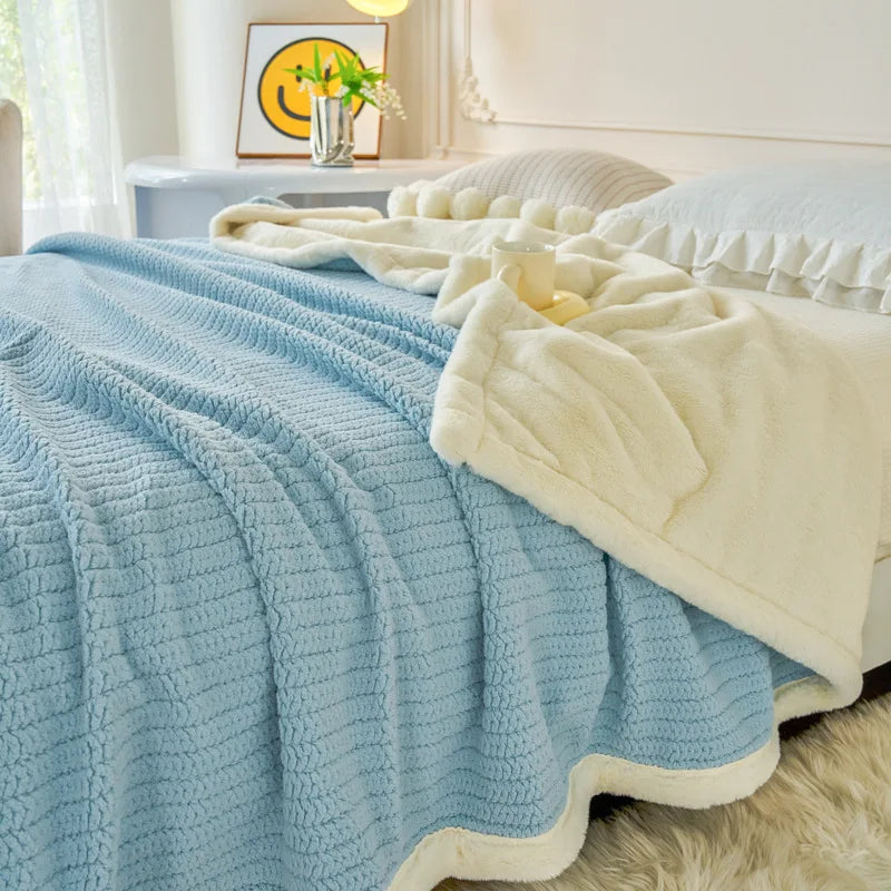 Afralia™ Cozy Faux Rabbit Fur Blanket, Soft Fluffy Quilt for Single, Anti-Static Warm Throw