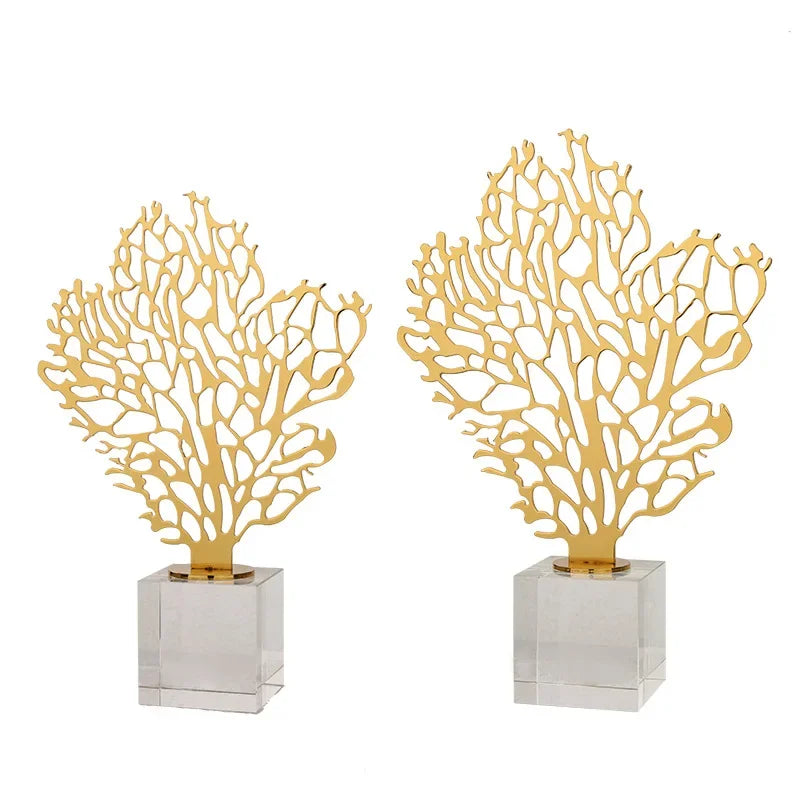 Afralia™ Golden Hollow Tree Glass Ornament - Decorative Metal Figurine