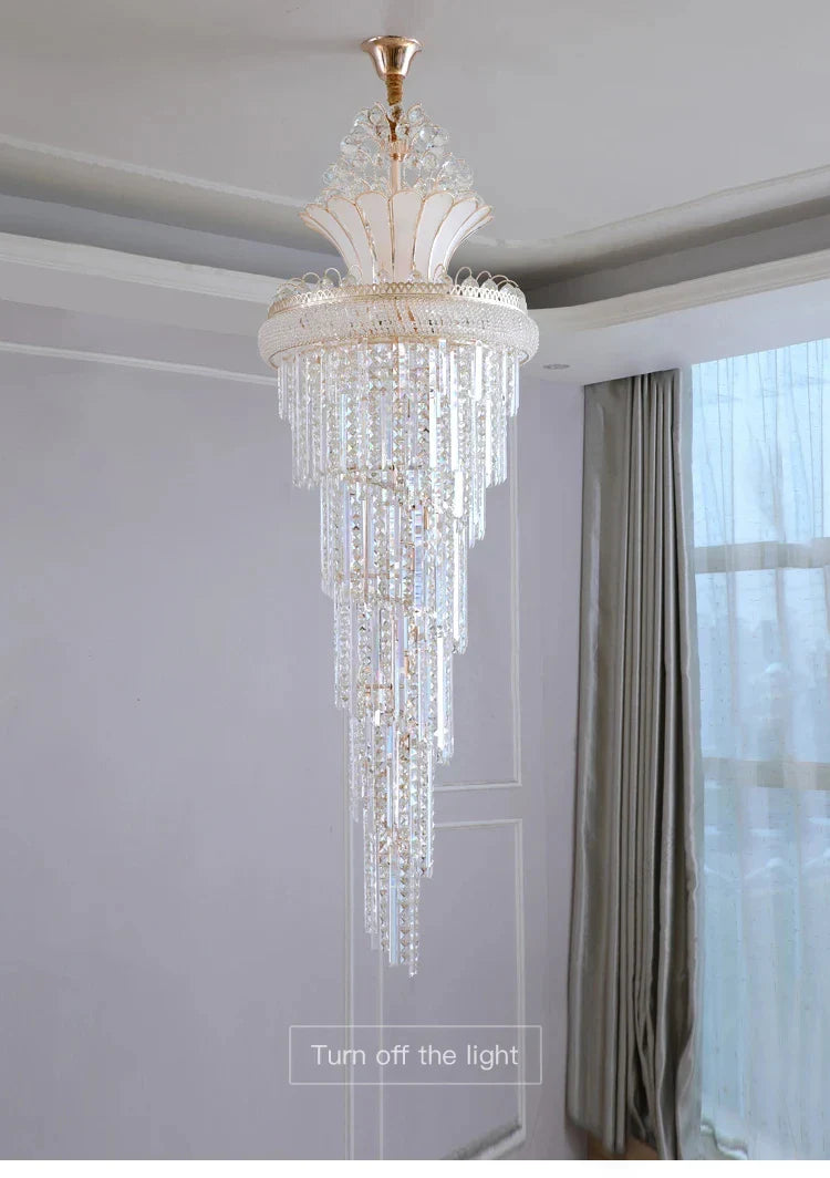 Afralia™ Shiny Crystal Gold Chandelier for Modern Living Room - European Style Villa Lighting