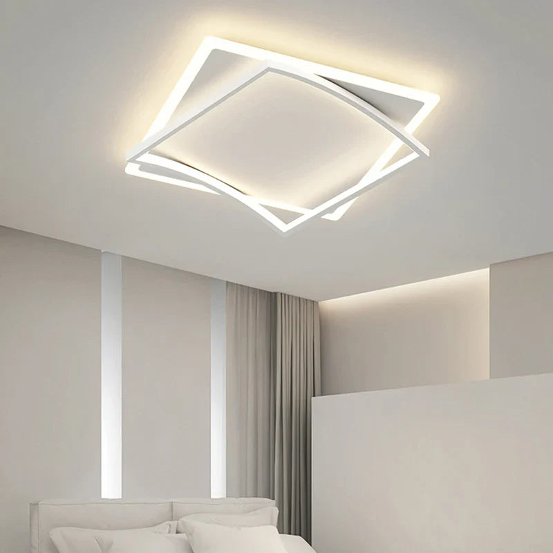 Afralia™ Geometric Square LED Ceiling Light with Remote Control for Study Living Room Bedroom