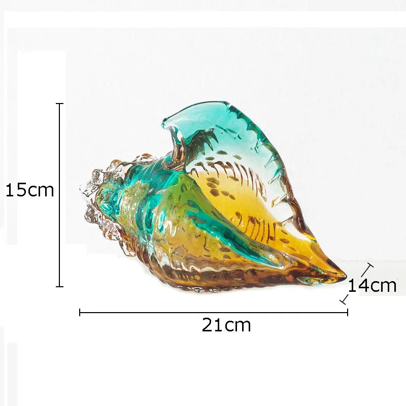 Afralia™ Glass Conch Shell Statue Colorful Modern Design Sculpture Decor Ornaments