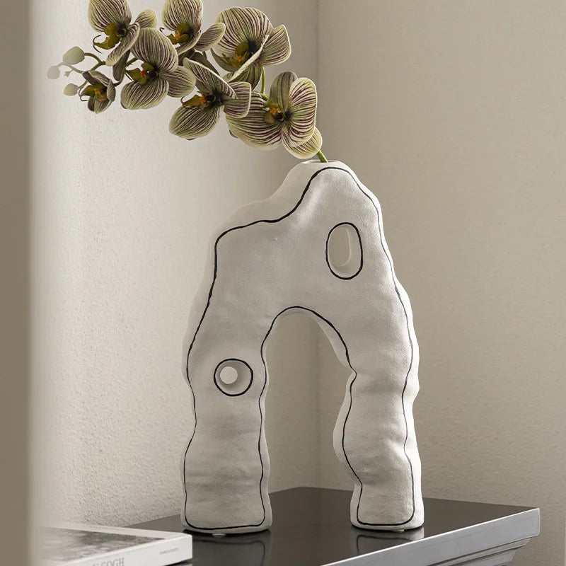 Afralia™ Geometric Ceramic Vase - Abstract Ornaments, Home Decor