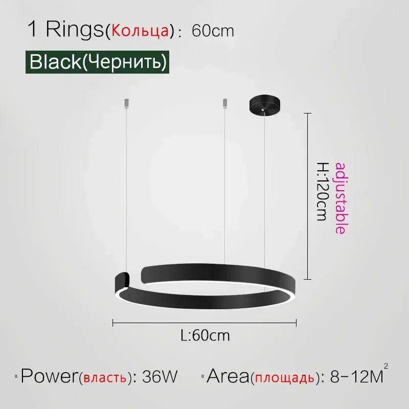 Afralia™ Minimalist Circle Rings Ceiling Chandelier Pendant Light for Home Decor