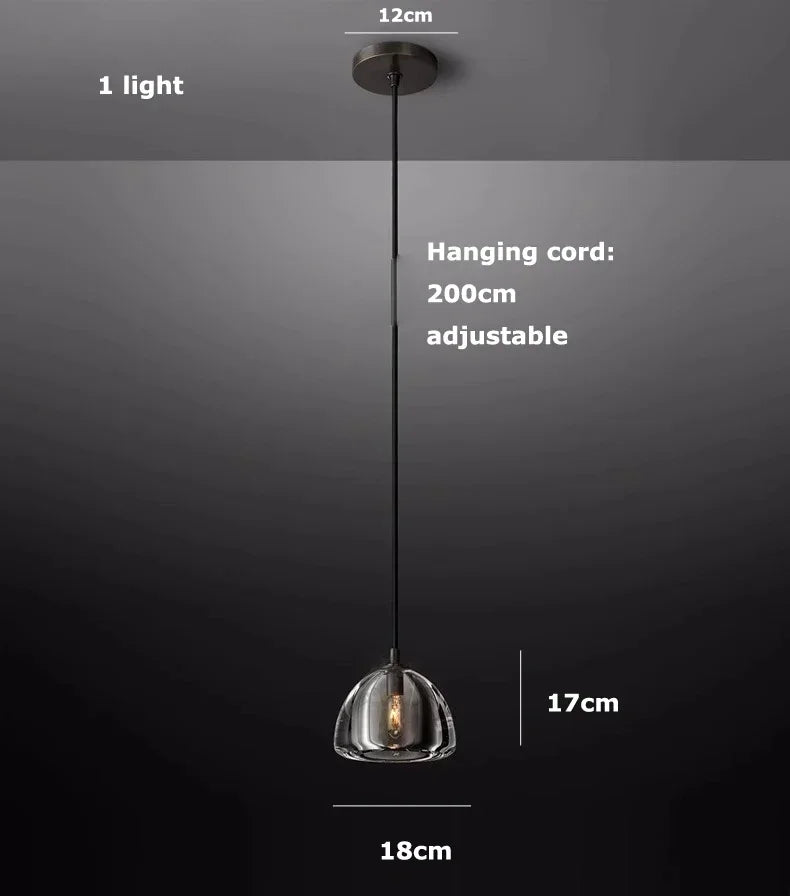 Afralia™ Black Brass Retro Crystal Copper LED Ceiling Pendant for Home Lighting