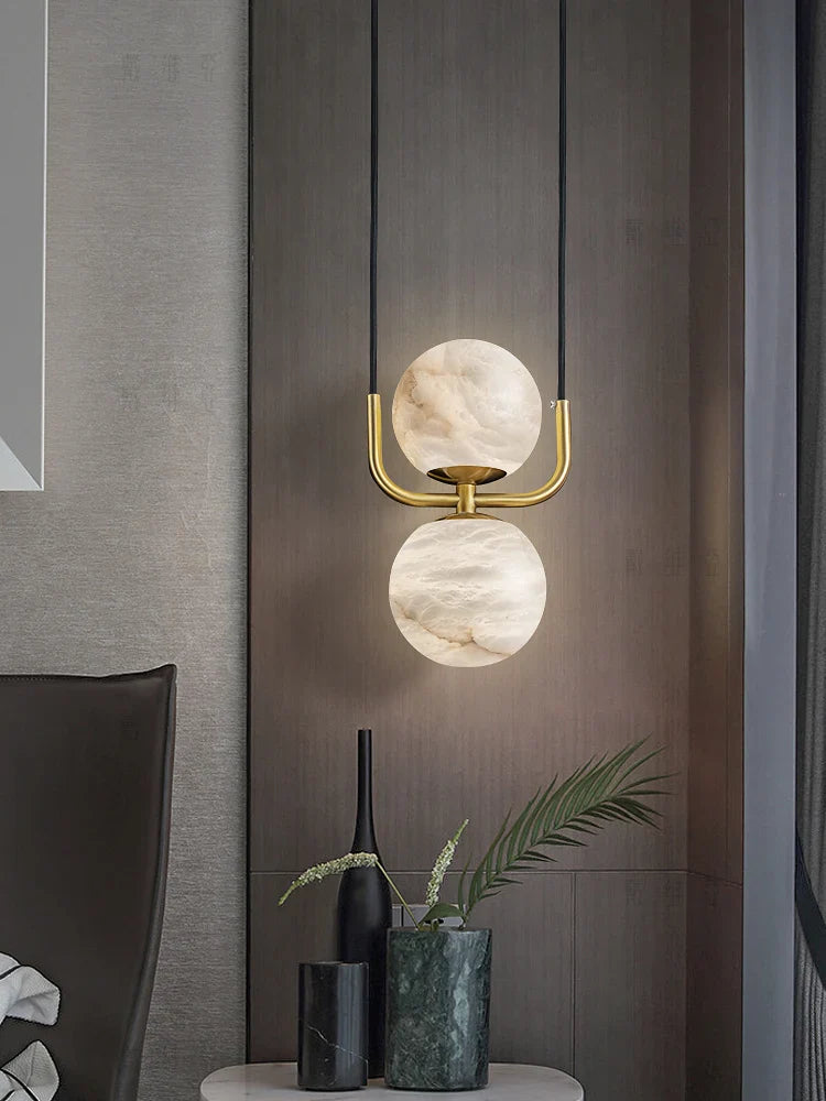 Afralia™ Marble Ball Pendant Lights: Elegant LED Hanging Lamps for Home, Dining, Kitchen.