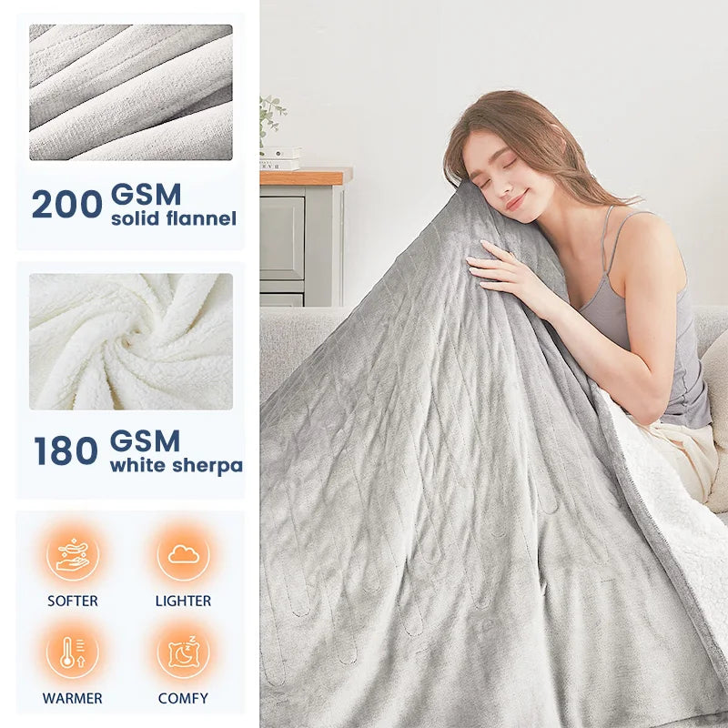 Afralia™ Electric Heated Blanket, Soft Plush Reversible Throw for Sofa and Bed