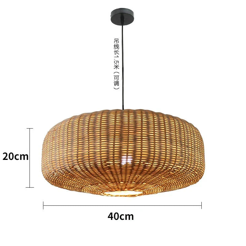 Afralia™ Rattan Woven Pendant Light for Retro Farmhouse Charm in Living Room and Kitchen