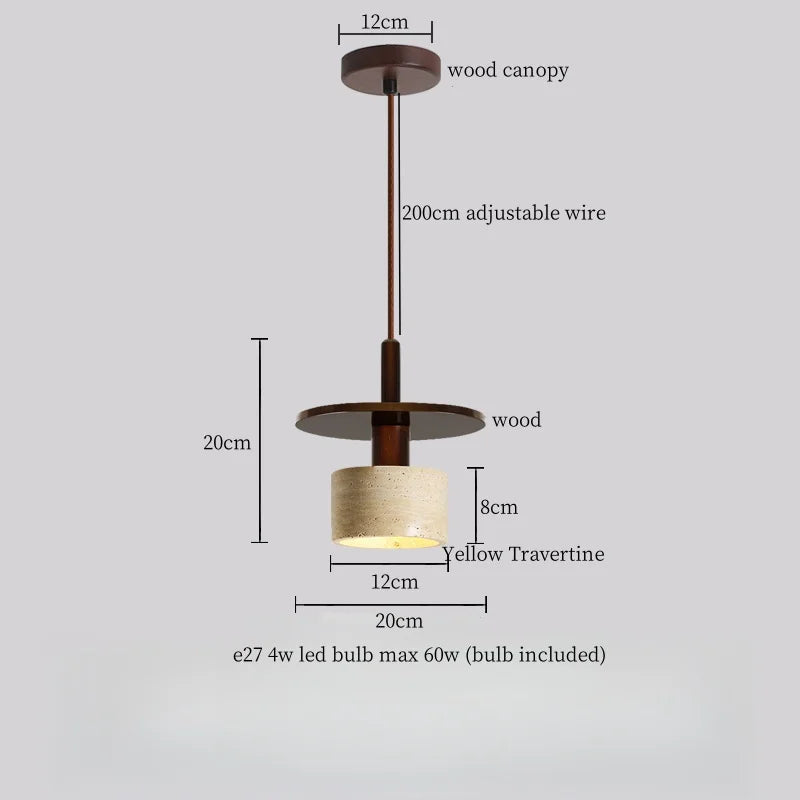 Afralia™ Yellow Travertine LED Pendant Lamps - Wabi Sabi Home Decor & Lighting