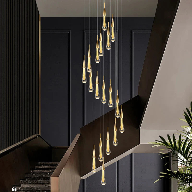 Afralia™ Luxury Crystal Ceiling Chandelier for Staircase, Villa, Kitchen Island, Hallway