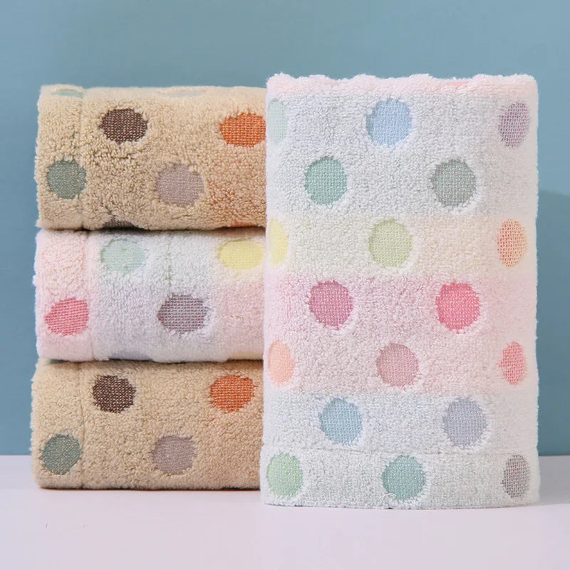 Afralia™ Dot Face Towel Set - 100% Cotton, 35*75, Cute and High Quality