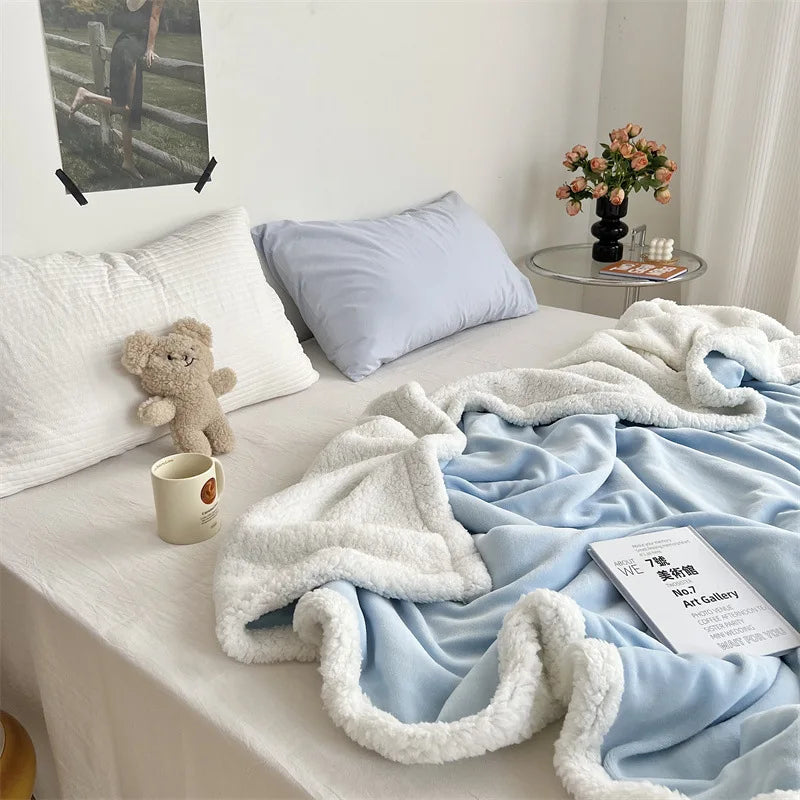 Afralia™ Cozy Lamb Wool Blanket: High-Quality Warm Velvet Quilt for All Seasons.
