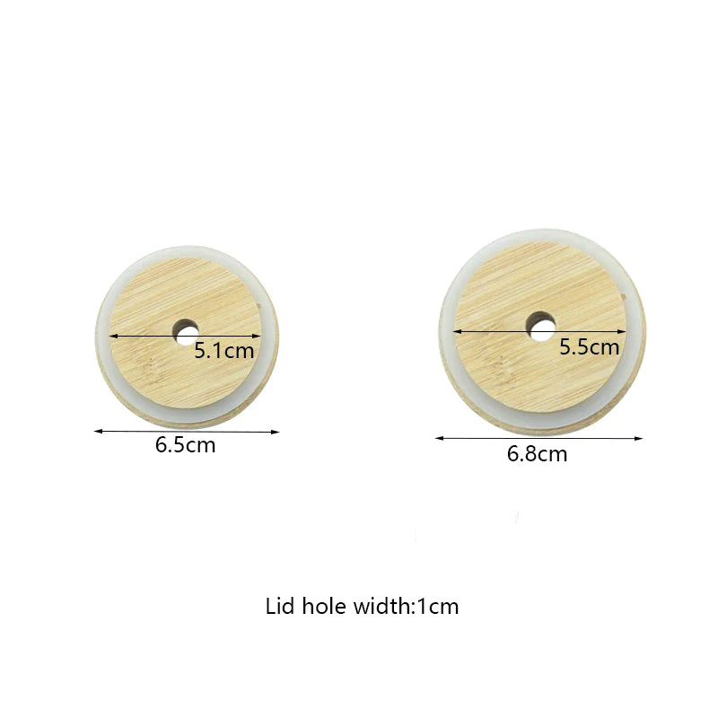 Afralia™ Bamboo Lid for Glass Cup with Straw Hole - Durable Drinkware Accessory