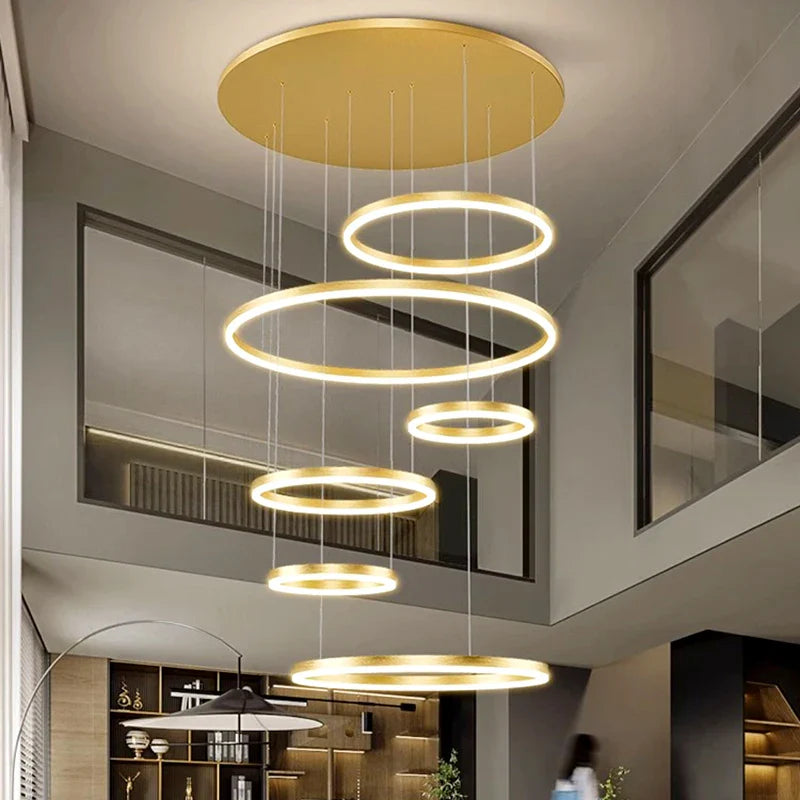 Afralia™ Modern Ring Pendant Chandelier LED Lighting for Living Room