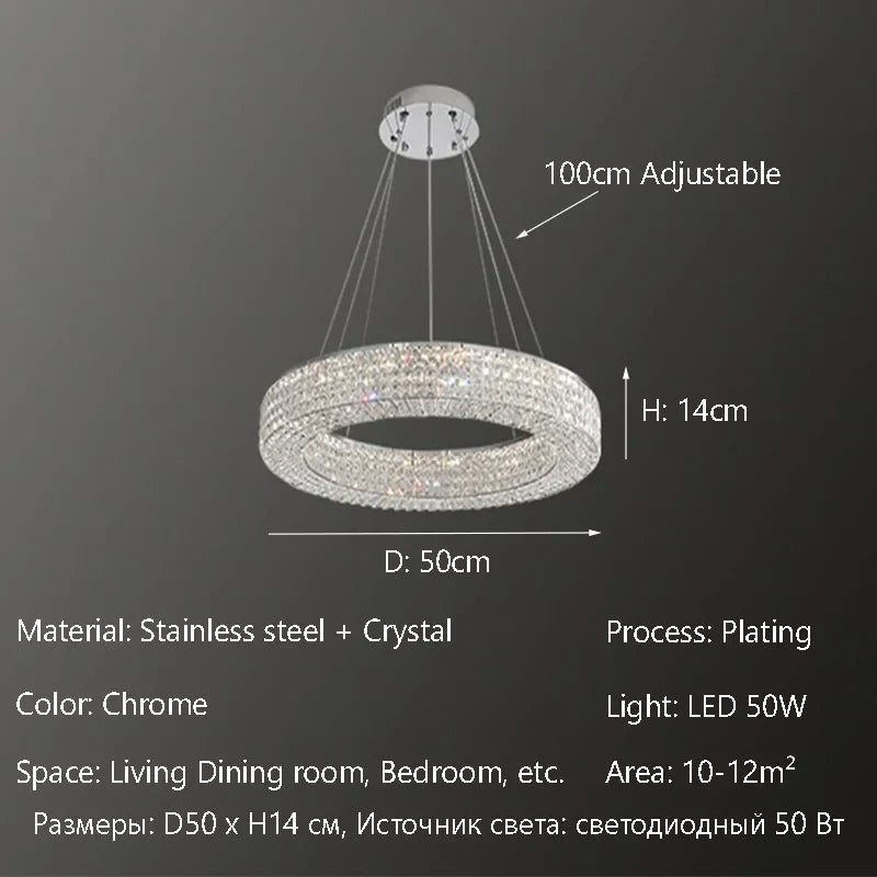 Afralia™ Elegant K9 Crystal Chandelier for Living Room, Dining Table, Bar