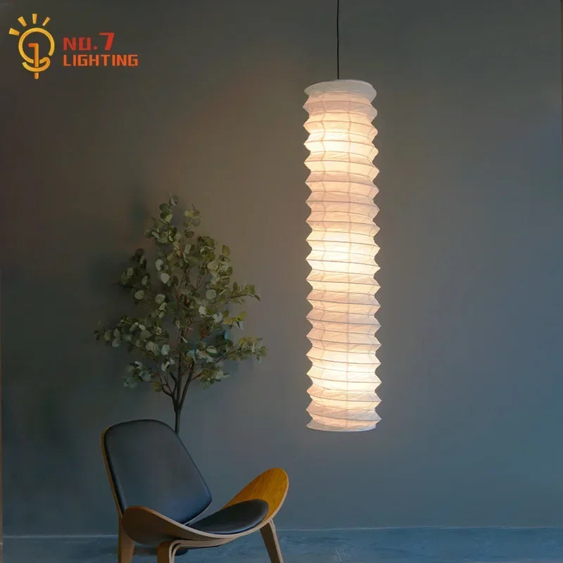 Afralia™ Akari Noguchi Pendant Lights: Retro White Rice Paper Hanging Lamp for Home Décor.