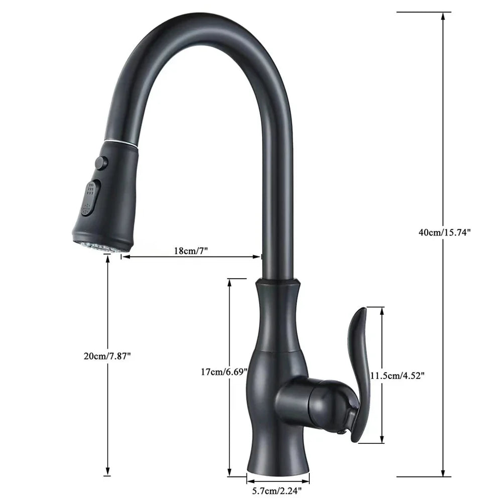 Afralia™ Rozin Gourmet Kitchen Faucet Pull Out Mixer Tap Deck Mount Hot Cold