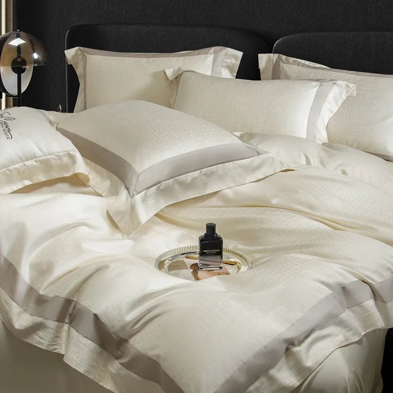Afralia™ Soft Silky Jacquard Bedding Set - Duvet, Sheet, Pillowcase