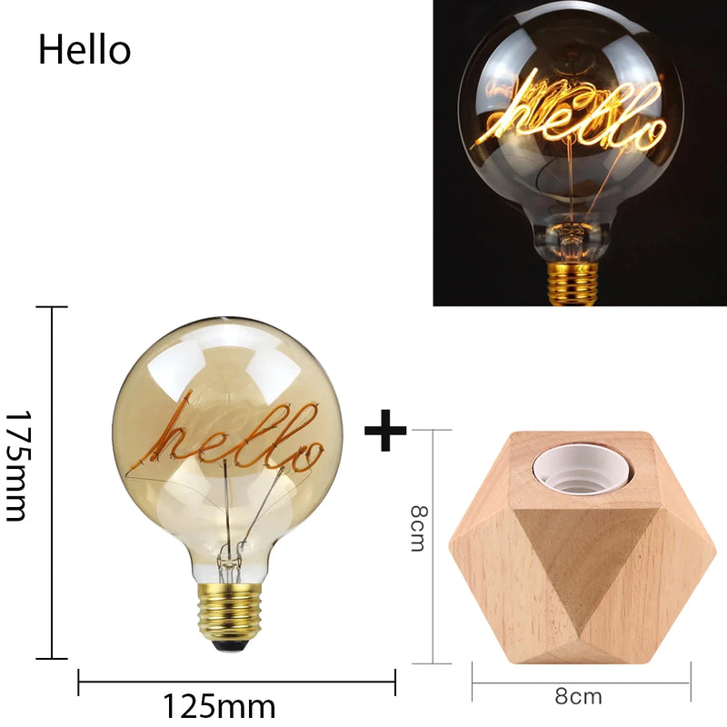 Afralia™ Wooden Table Lamp with LED Filament Decorative Bulb