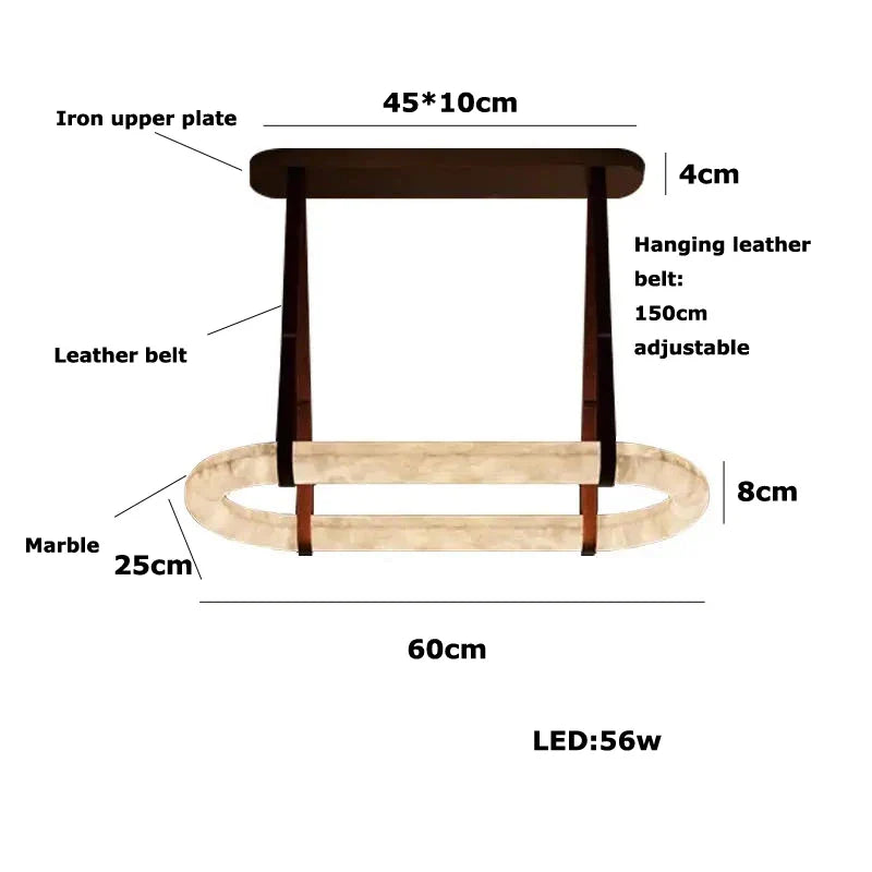 Afralia™ Oval Ring Dolomite Leather Pendant Light - Modern Adjustable Decorative Fixture