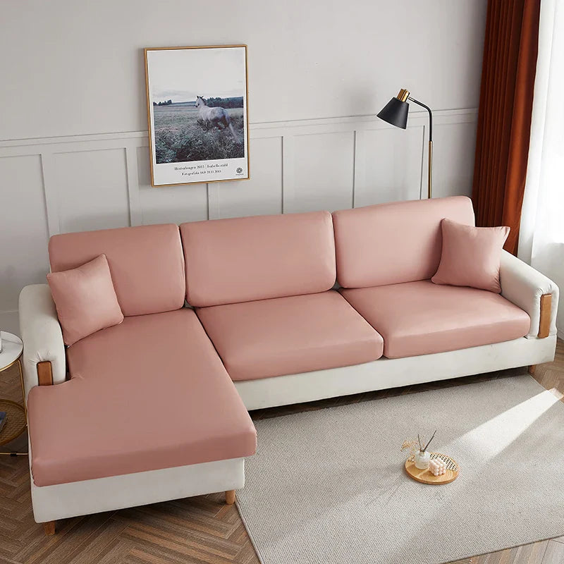 Afralia™ Stretch PU Leather Sofa Cover Solid Color Slipcovers