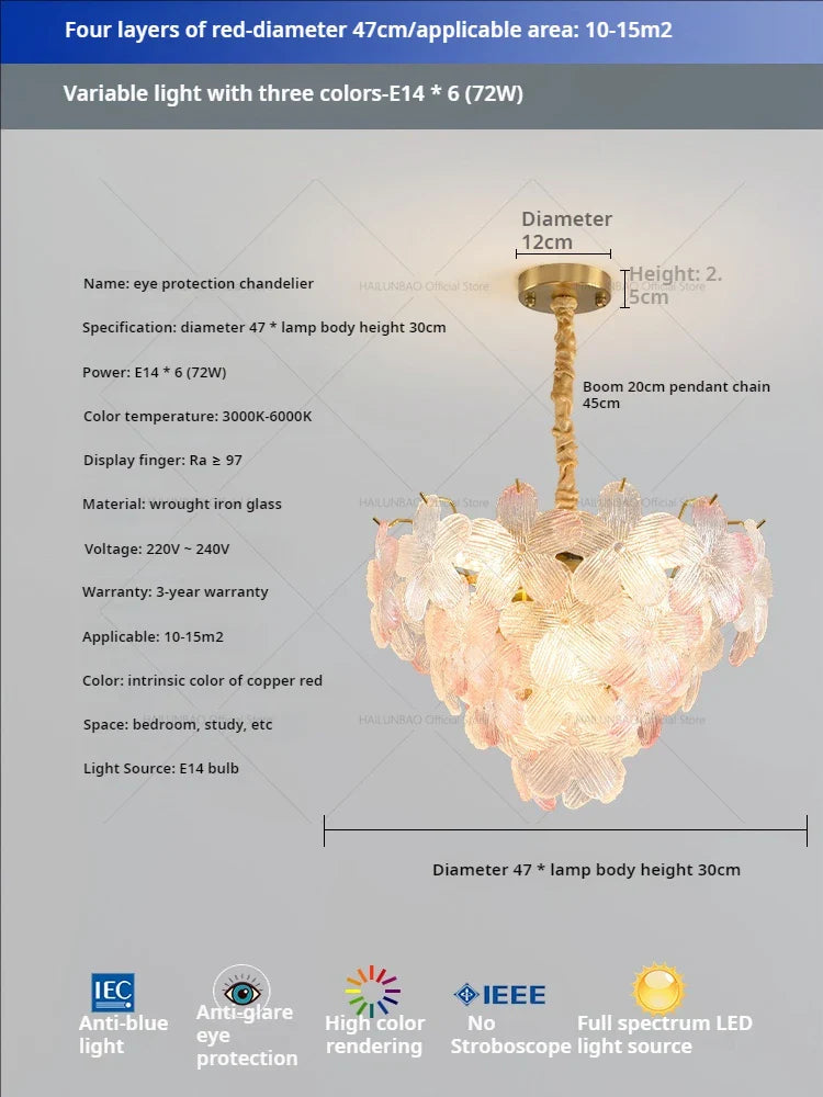 Afralia™ Glass Flower Princess Room LightLux Postmodern French Cream Wind Lamp