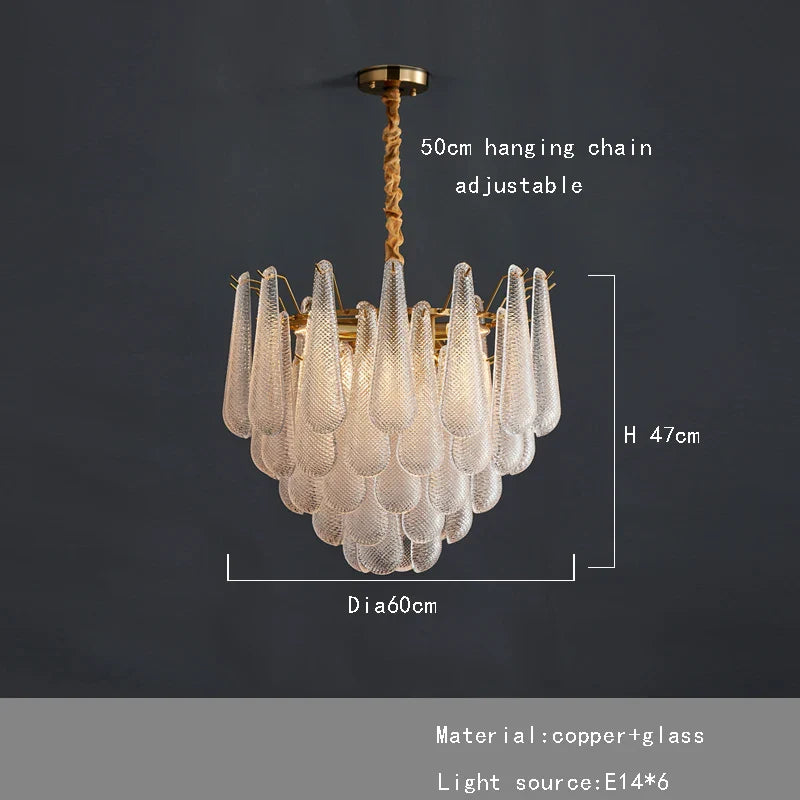 Afralia™ Elegant Glass Chandelier Lighting for Home Dining Room Decor