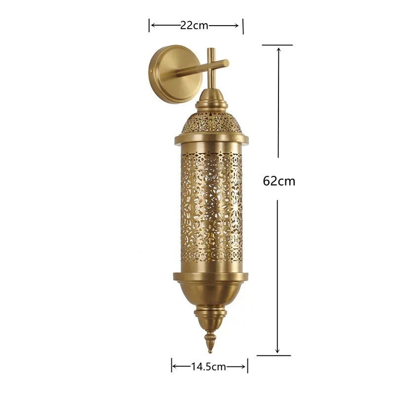Afralia™ Moroccan Hollow Carved Gold Lustre Wall Lamp LED E27 for Home & Hospitality