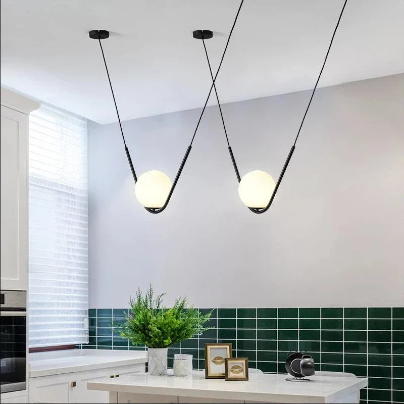 Afralia™ Perle Trio Pendant Lamp: Golden Black Metal Linear Dining Light