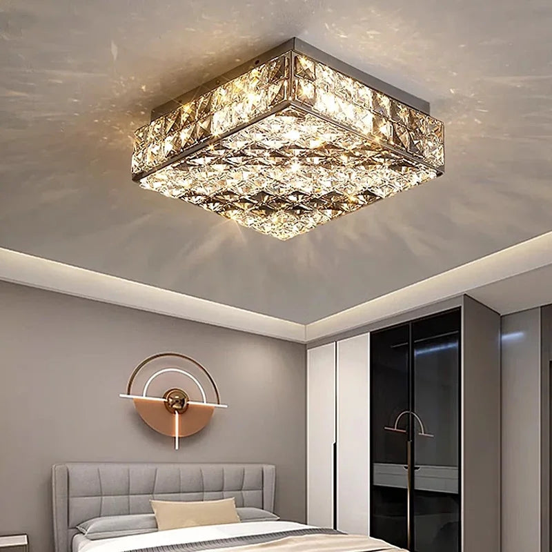 Afralia™ Crystal Led Ceiling Chandelier for Living Room Bedroom Interior Lighting