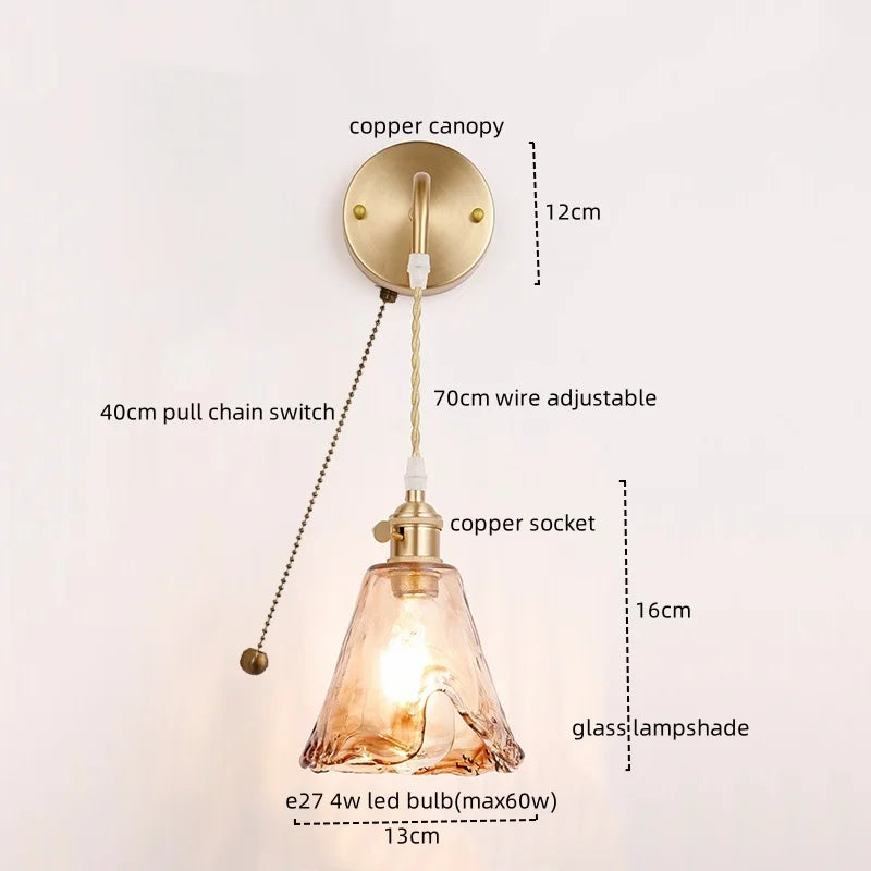 Afralia™ Copper Glass LED Wall Light for Modern Nordic Living Room Bedroom