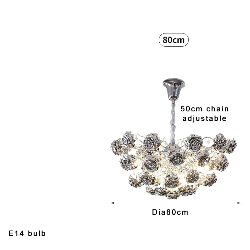 Afralia™ Stainless Steel Rose Chandelier: Luxury Chrome Ceiling Light for Hotel Villa Decor