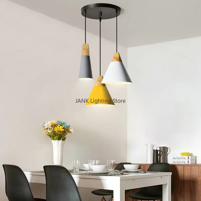 Afralia™ Wood Iron Pendant Lamp for Indoor Lighting in Modern Simple Design